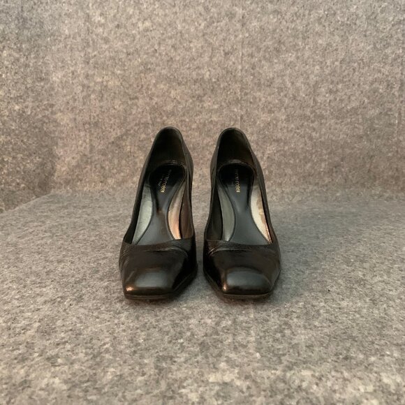 Sergio Rossi Women’s Patent Black Leather Heel Square Toe Pump Shoes - Picture 7 of 12